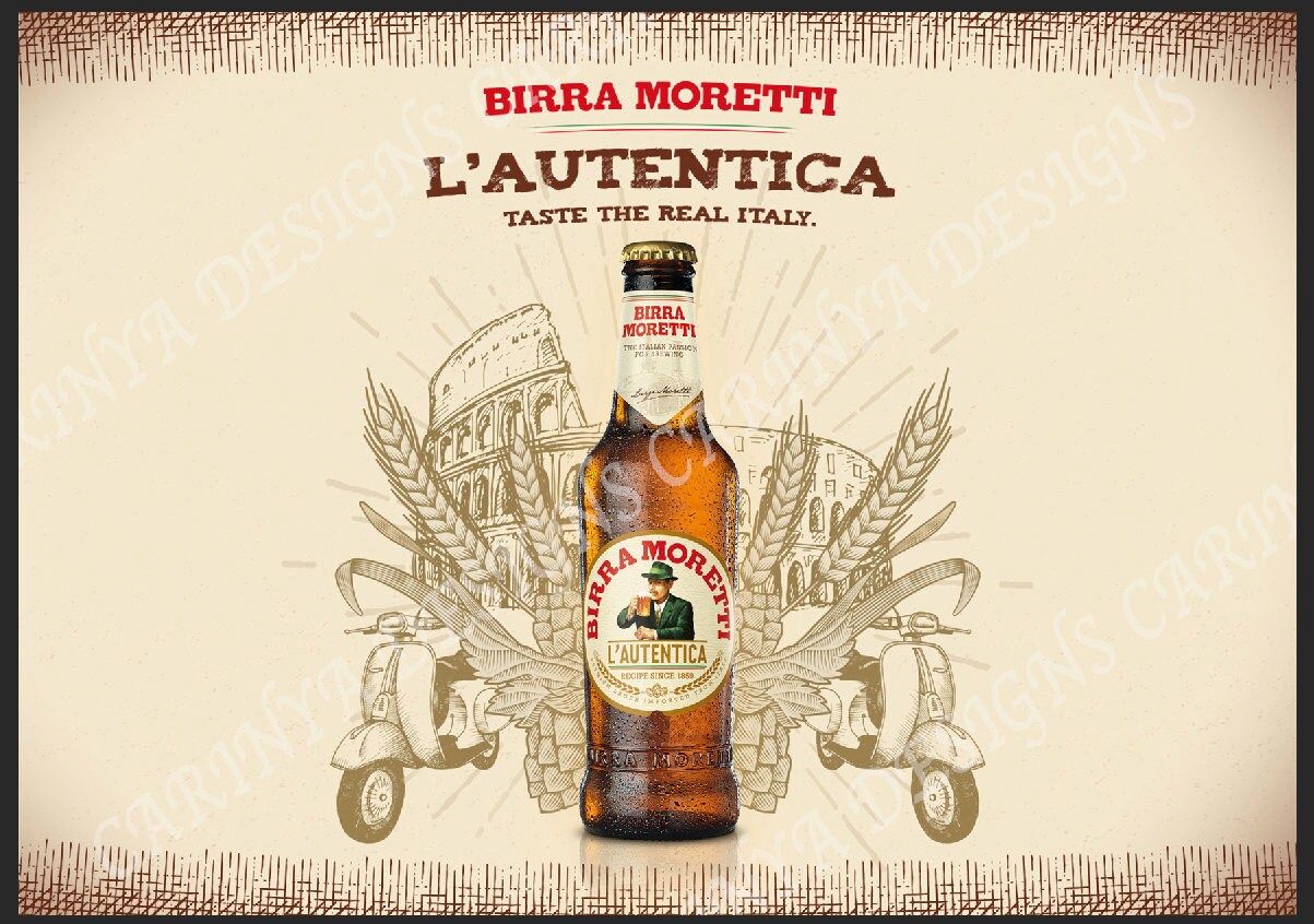Birra Moretti Beer Lager Italien Italienische Kneipen bar Mann | Etsy