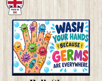 Funny Bathroom Metal Sign: Wash Your Hands Germs Everywhere