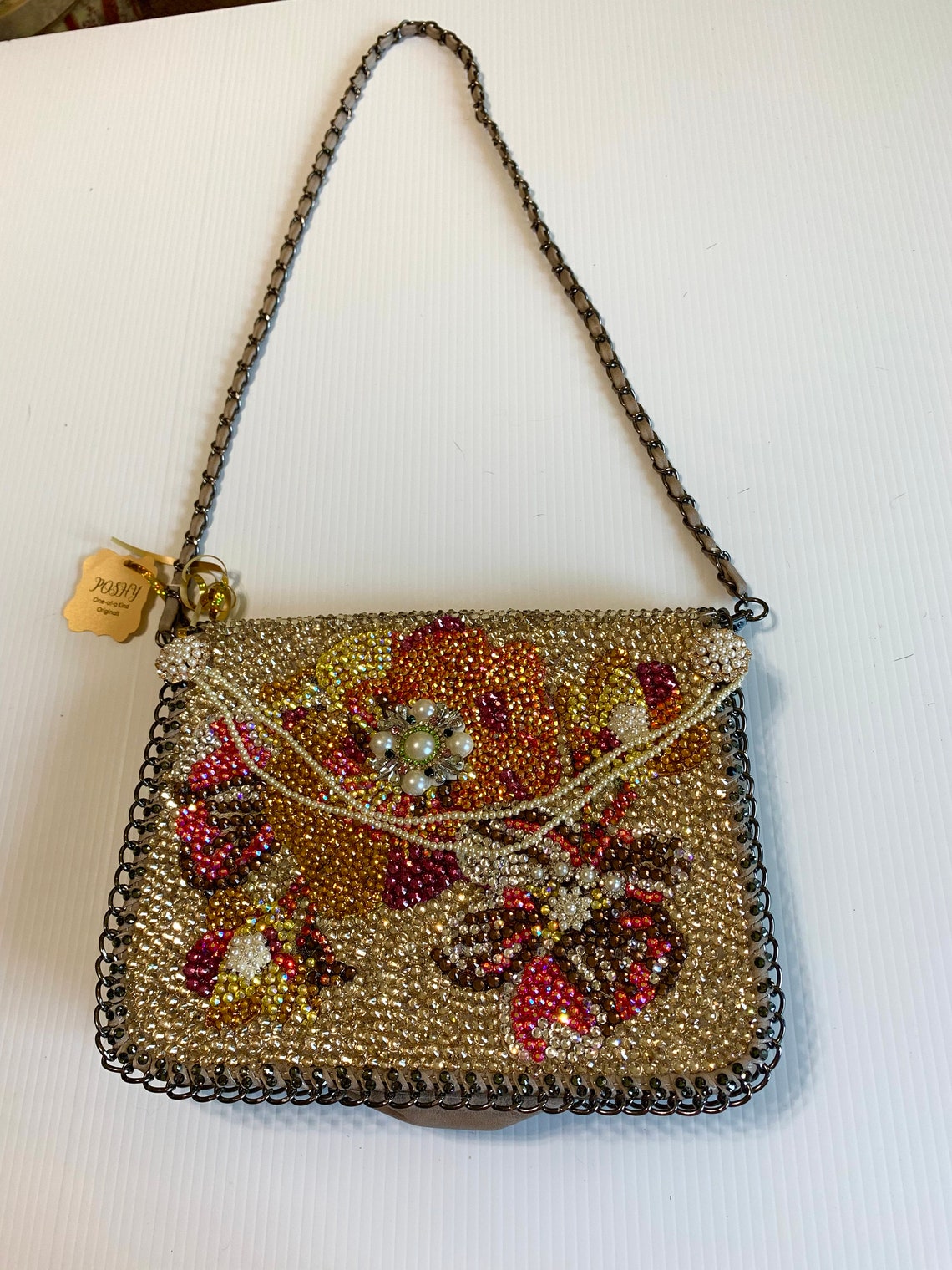 Pearl Flower Shoulder Bag/Tote encrusted with lace | Etsy