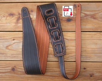 Guitar Strap Two Digital patterns Line_2 - Ergonomic pattern - Leathercraft - PDF pattern ONLY Line_2