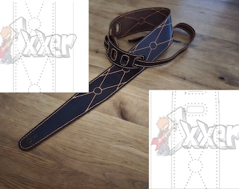 Guitar Strap Three Digital Patterns C&R - Ergonomic pattern - leather craft - PDF pattern ONLY