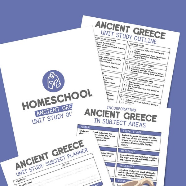 Ancient Greece Unit Study Outline, Ancient Greece, Digital Download, Printable Download, Instant Download, Unit Study, STEM, STEM Worksheets