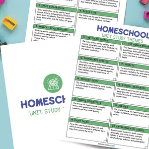 Homeschool Unit Study Themes, Homeschool, Unit Study, Study Themes, Digital Download, Instant Download, Printable Download, Homeschool Study