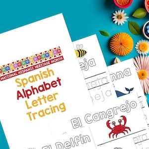 National Hispanic Heritage Month Spanish Alphabet Letter Tracing, Digital Download, Printable Download, Instant Download, Cultural Activity