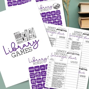 Giochi di biblioteca, Lezione di biblioteca, Sistema decimale Dewey, Download digitale, Download immediato, Download stampabile, Giochi, STEM, STEM Printables