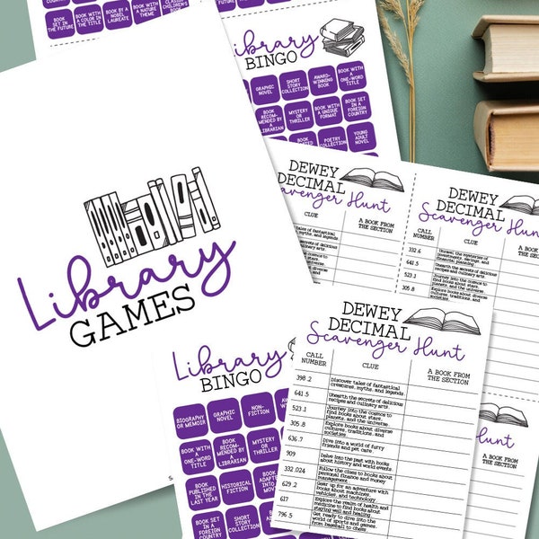 Library Games, Library Lesson, Dewey Decimal System, Digital Download, Instant Download, Printable Download, Games, STEM, STEM Printables