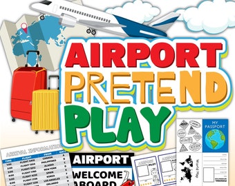 Flughafen so tun, als spielen, digitaler Download, druckbarer Download, Sofort Download, Flughafen Bedingungen, MINT, STEM Workbook, Airport