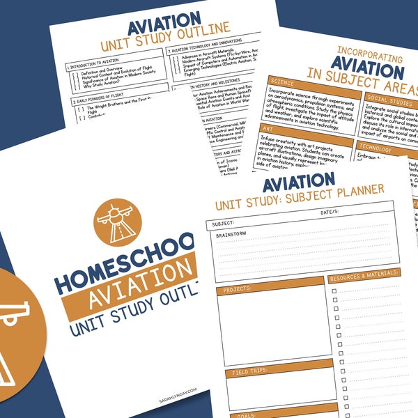 Aviation Unit Study Outline, Aviation, Digital Download, Instant Download, Printable Download, STEM, STEM Lessons, STEM Printables