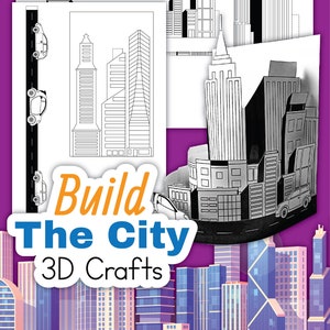 Build The City Printable 3D Crafts, Digital Download, Instant Download, Printable Download, 3D Craft, STEM, STEM Printables