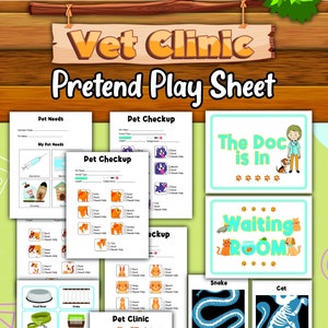 Vet Clinic Pretend Play, Creative Play, Science, Veterinarian, digital download, instant download, kid’s worksheet, STEM worksheets, STEM