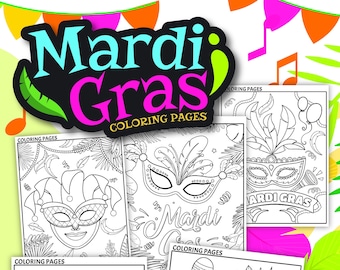 Mardi Gras Masks Coloring Pages, Mardi Gras Masks, Mardi Gras, Digital Download, Instant Download, Printable Download, STEM, STEM Activities