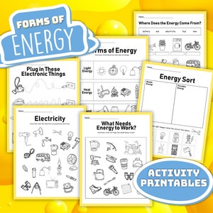 Forms of Energy, Light Energy, Heat Energy, Sound Energy, digital download, instant download, printable download, STEM, science