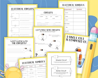 Simple Circuits, simple circuit, series circuit, parallel circuit, digital download, instant download, kid’s worksheet, STEM worksheets