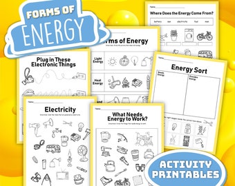 Forms of Energy, Light Energy, Heat Energy, Sound Energy, digital download, instant download, printable download, STEM, science