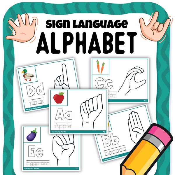 Sign Language Alphabet, Sign Language, Alphabet, digital download, instant download, kid’s worksheet, STEM worksheets