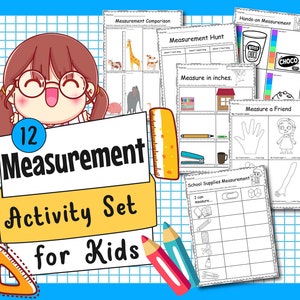 Meetactiviteitenset, metingen, digitale download, afdrukbare download, direct downloaden, STEM, STEM-werkbladen, kinderactiviteiten