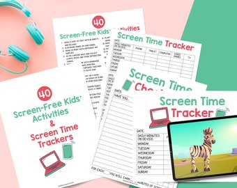 Screen Free Kids Activities, Screen Time Trackers, Digital Download, Printable Download, Instant Download, Screen Free Activities