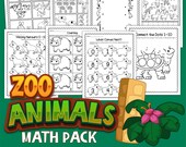 Zoo Animals Math Printable Set, Zoo Animals, Math, Printable Set, Instant Download, Digital Download, STEM, STEM Worksheets, Math Activities