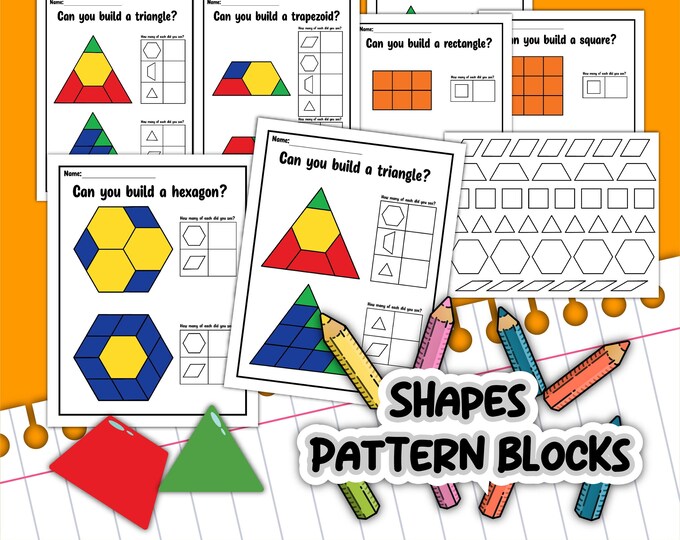 Shapes Pattern Blocks, Pattern Blocks, Shapes, Digital Download ...