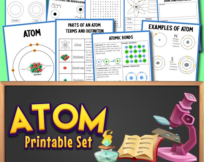 Atom Activity Set, Atoms, Digital Download, Printable Download