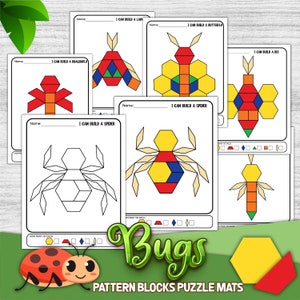 Bugs Pattern Blocks Set, Pattern Blocks, Bug Theme, Digital Download, Instant Download, Printable Download, STEM, STEM Printables,