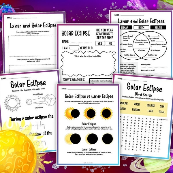 All About A Solar Eclipse, Solar Eclipse, Digital Download, Printable Download, Instant Download, STEM, STEM Activities, STEM Worksheets