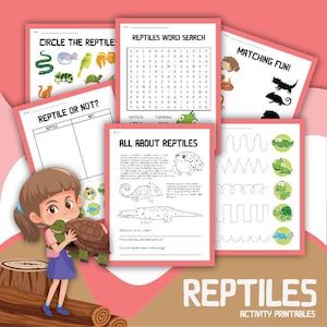 Reptielen, Alles over reptielen, digitale download, directe download, kinderwerkblad, STEM-werkbladen