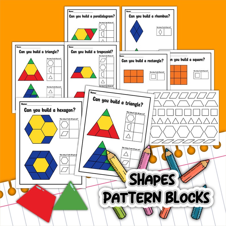 Shapes Pattern Blocks Pattern Blocks Shapes Digital Etsy