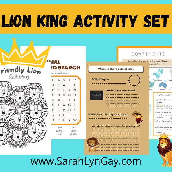 Lion King Activity Set, Lion King, Digital Download, Printable Download, Instant Download, STEM, STEM Activity, Lion King Activity Set