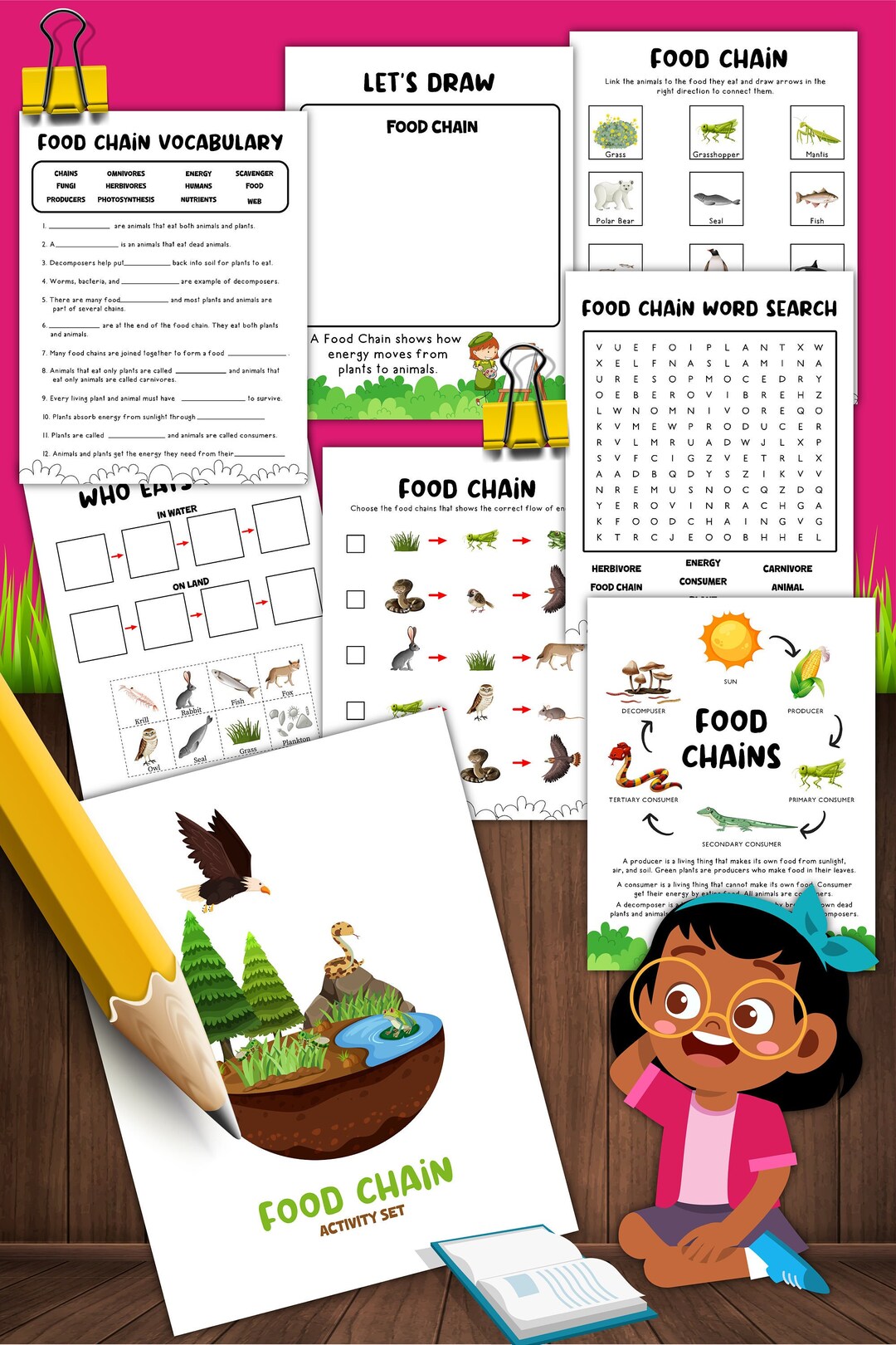 Food Chain Printable Set, Food Chain, Printable Download, Instant ... Biology Diagrams