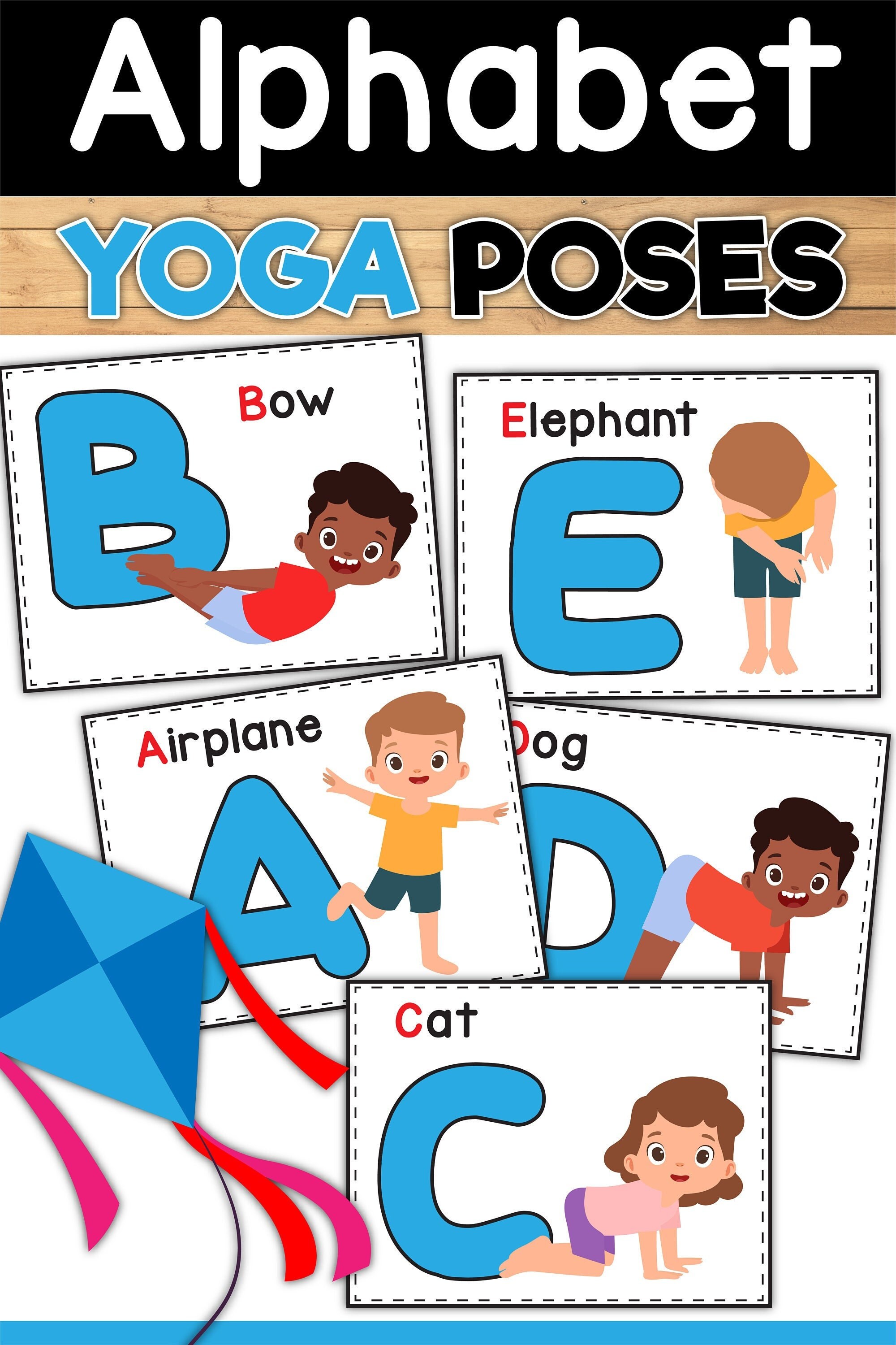 Alphabet Yoga Poses, Printable Downloads, Digital Downloads, Instant