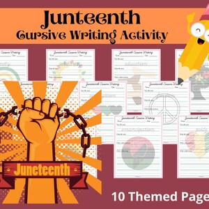 Juneteenth Cursive Writing, Juneteenth, Cursive Writing, Digital Download, Printable Download, Instant Download, Handwriting, STEM Activity