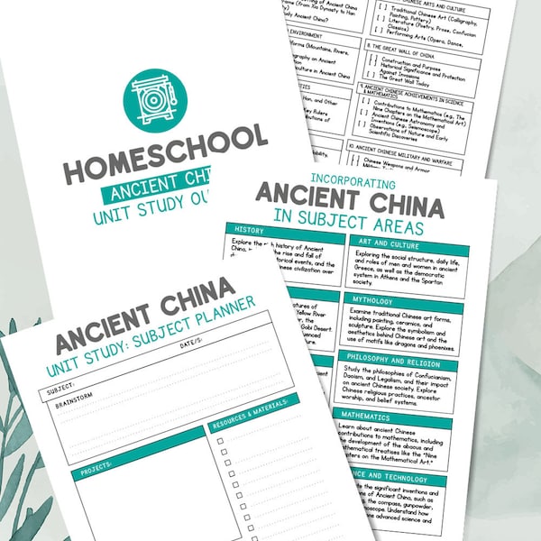 Ancient China Unit Study Outline, Ancient China, Digital Download, Printable Download, Instant Download, STEM, STEM Lessons, STEM Printables