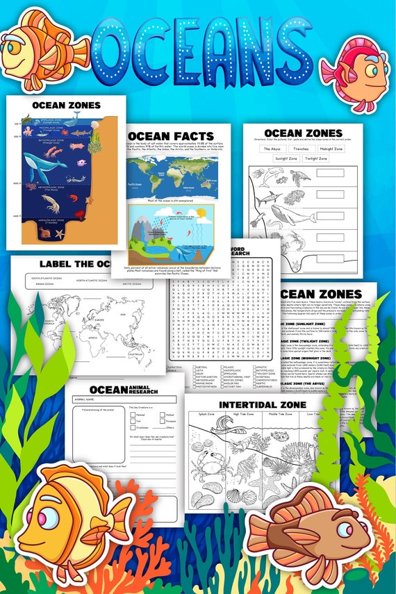 Ocean Printable Set Oceans All About Oceans Digital - Etsy