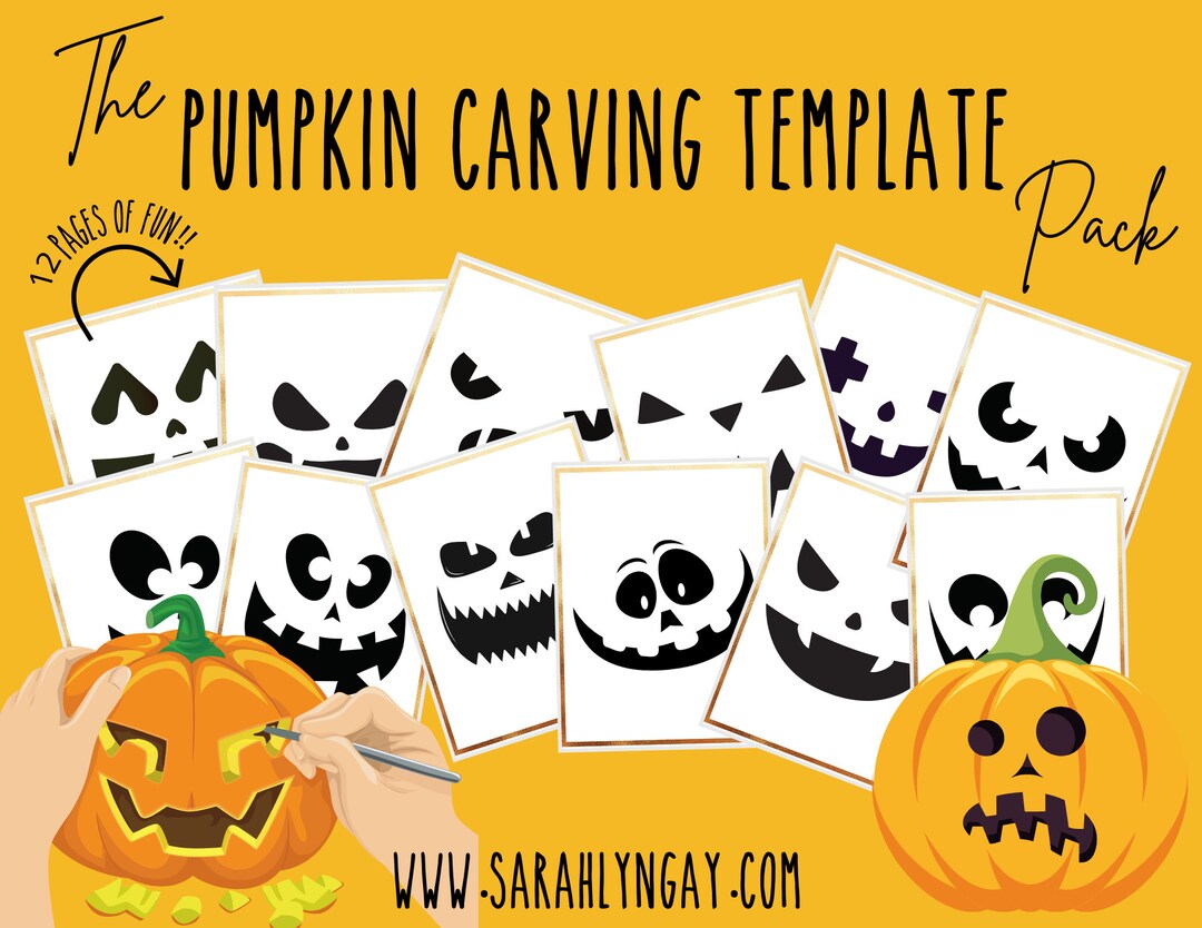12 Page Pumpkin Carving Template Set Instant Download - Etsy