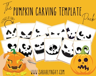12 Page Pumpkin Carving Template Set, Instant Download, Digital download,Halloween Pumpkin, pumpkin carving,carving templates, jackolanterns