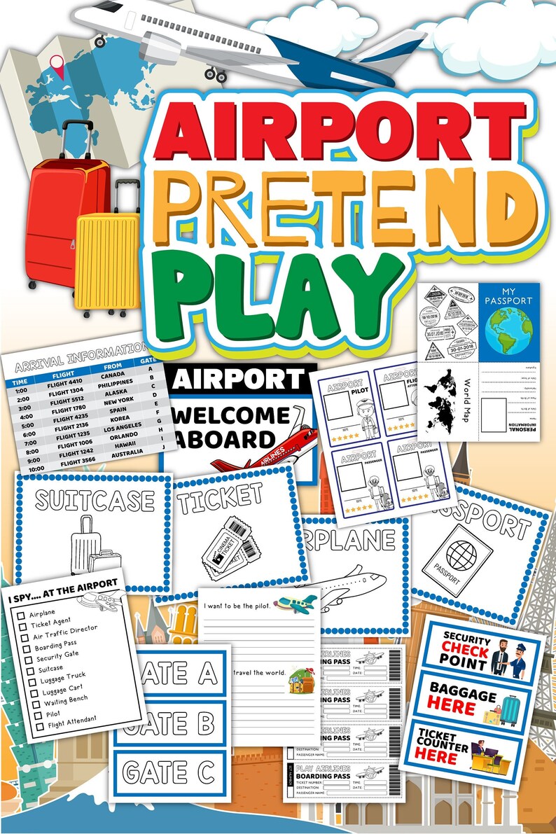 Airport Pretend Play, Pretend Play, Digital Download, Printable ...