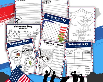 Actividad imprimible del Día de los Veteranos, descarga digital, descarga instantánea, Ejército, Fuerza Aérea, Armada, Guerra de Marines