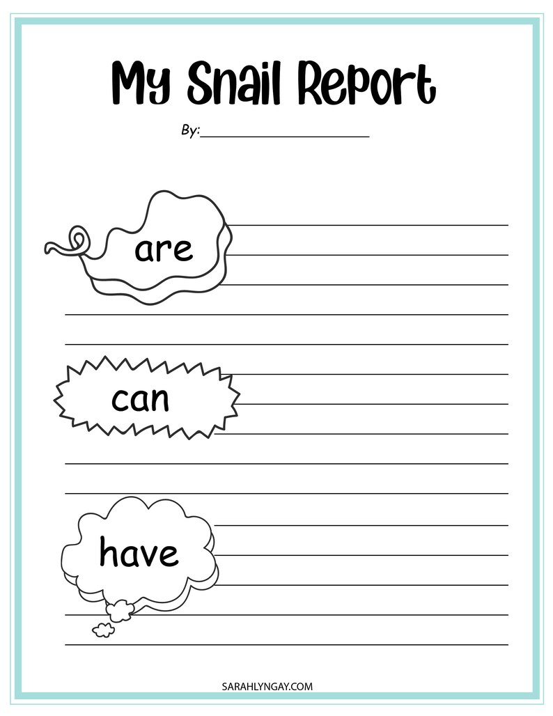 Snail Work Question Snails, All About Snails, Instant Download, STEM Workbook, Digital ...