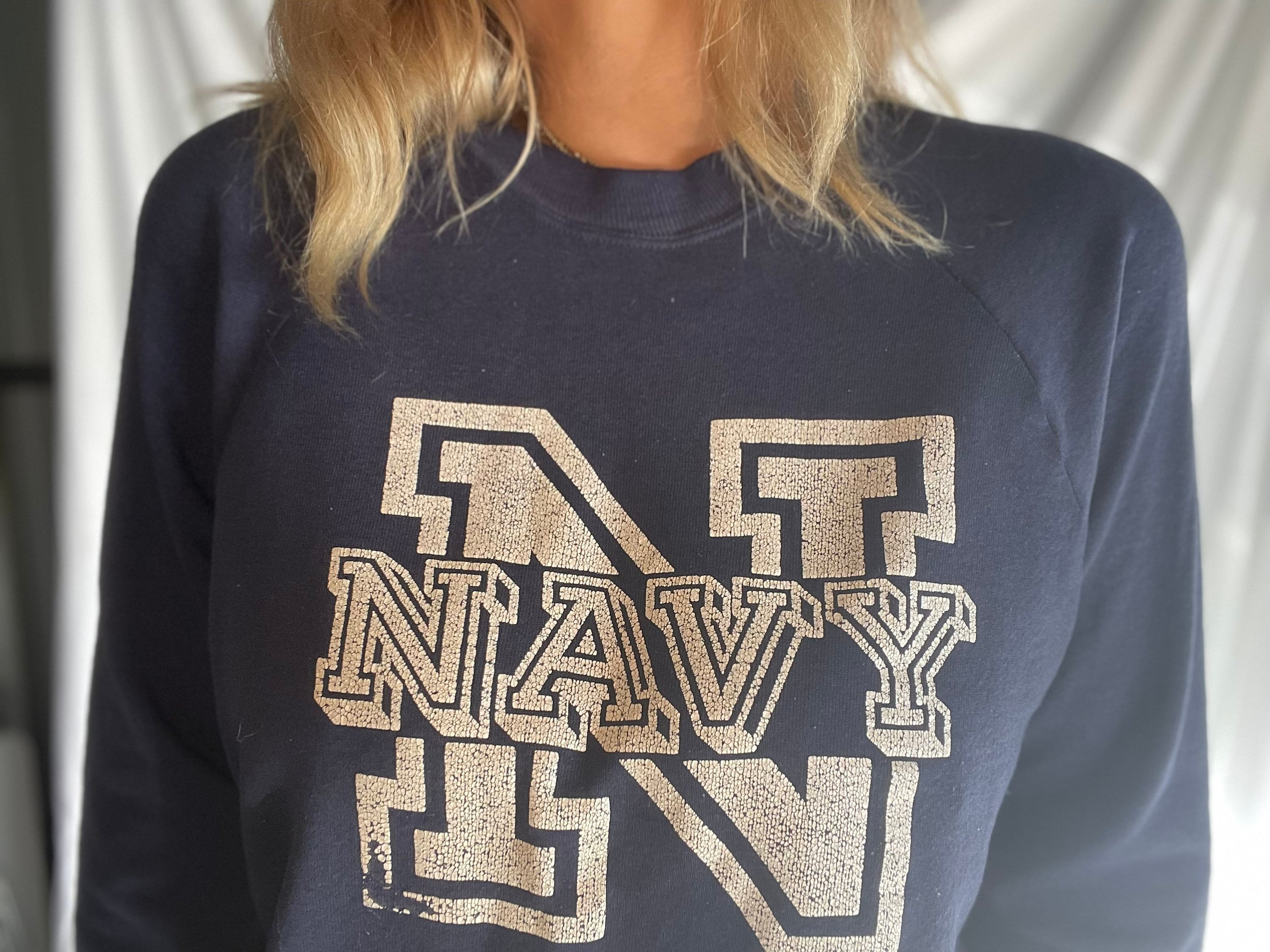 Vintage Navy Sweatshirt Etsy