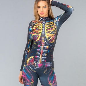 Halloween Skeleton Costume, Skeleton Woman Costume, Halloween Woman Costume, Halloween Adult Bodysuit,  Festival Women Costumes, Halloween