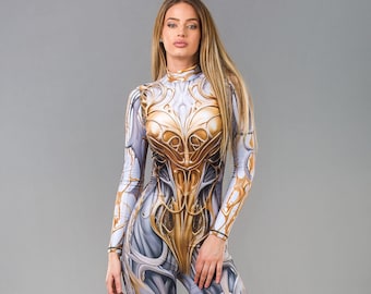 Body con estampado abstracto: disfraz futurista para rave - Burning Man Clothing