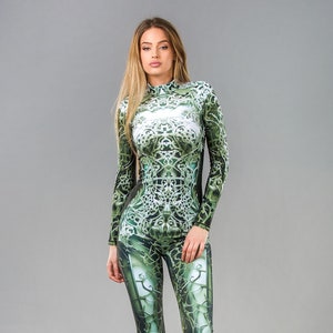 Printed Festival Catsuit: Rave Costume, Aerial Bodysuit