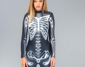 Costume da scheletro: tuta in lycra per Halloween da donna