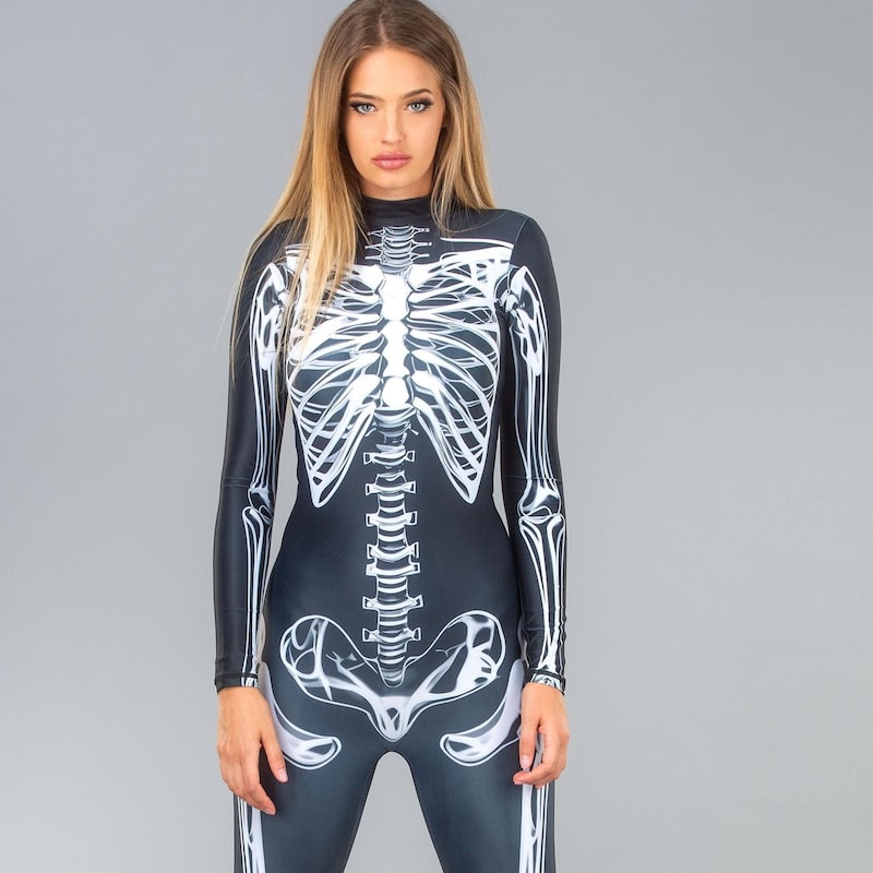 Adult Women's Skeleton Bodysuit Costume main image 1