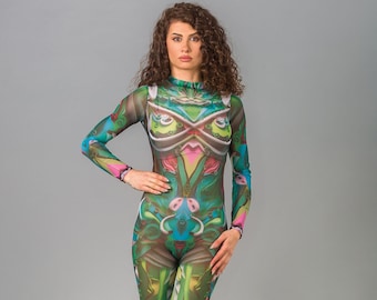 Alien Mesh Bodysuit Frauen, Alien Mesh Bodysuit, Alien Mesh Kostüm Frauen, Halloween-Kostüme Frauen, Rave Kostüm, Erwachsenen Festival Kostüm