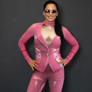 Bold Pink Jumpsuit , Halloween Costume, Festival Woman Costumes, Rave Costume, Rave Bodysuit Women, Burning Man Costume, Stage Outfit