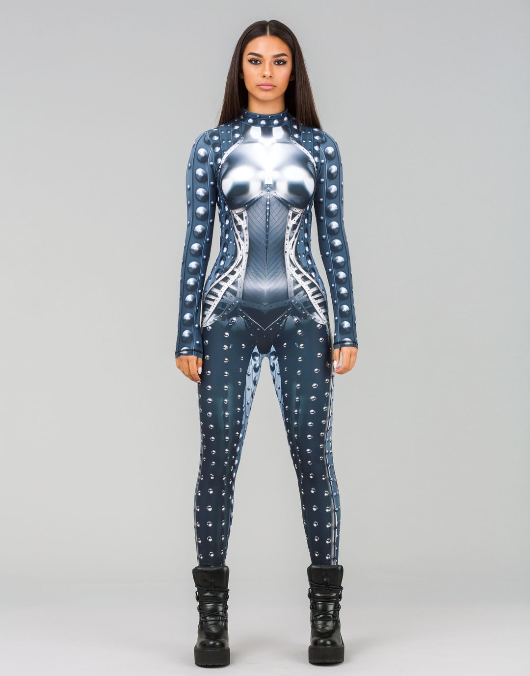 Futuristic Armor print Lycra Jumpsuit Sci fi Cosplay Catsuit Etsy UK