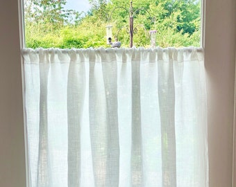 Panel de cortina de café de lino irlandés puro - lino irlandés Baird McNutt preencogido - cortina de bistró de lino irlandés blanco - cortina de lino blanco