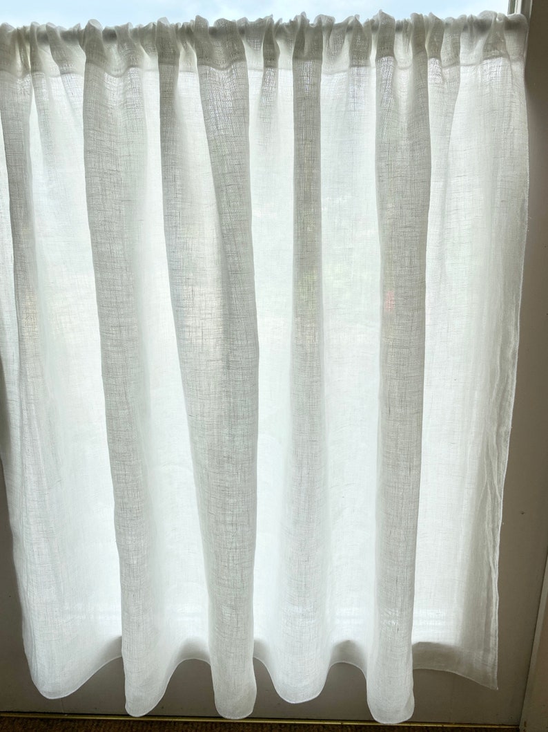 Soft White Washed Linen Cafe Curtain Panel Bistro Curtain Etsy UK